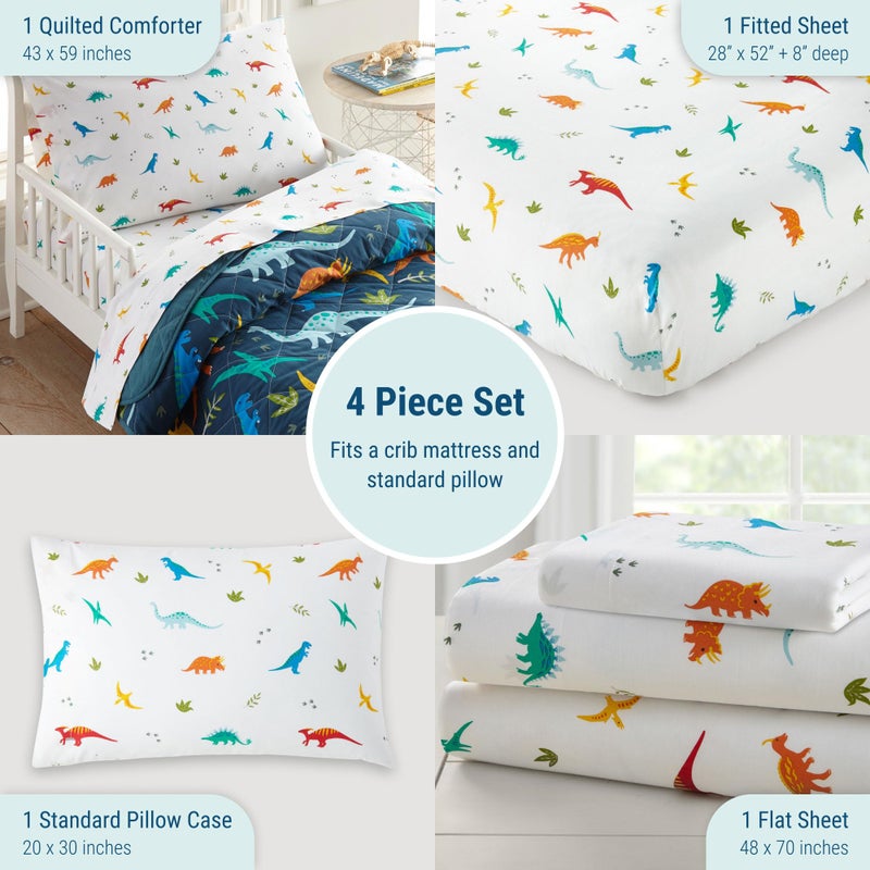 Wildkin 4-Piece Toddler Bed in a Bag â€“ Cotton Comforter, Sheets & Pillowcase for Cozy Cuddles - Jurassic Dinosaurs - Image 3
